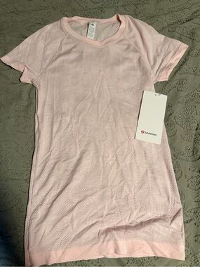 lululemon athletica Pale Pink Short Sleeve Mesh Tee